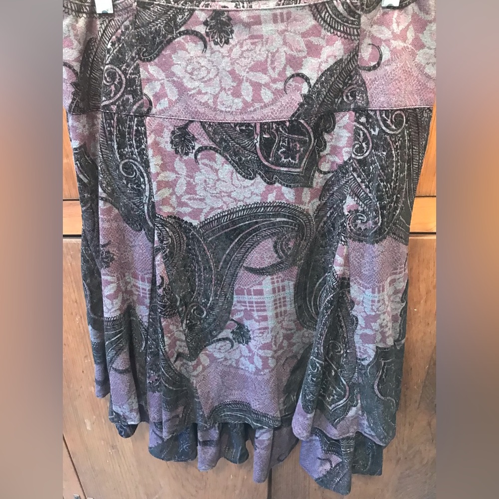 Steilmann Purple/Black Flounced Skirt - Size 8